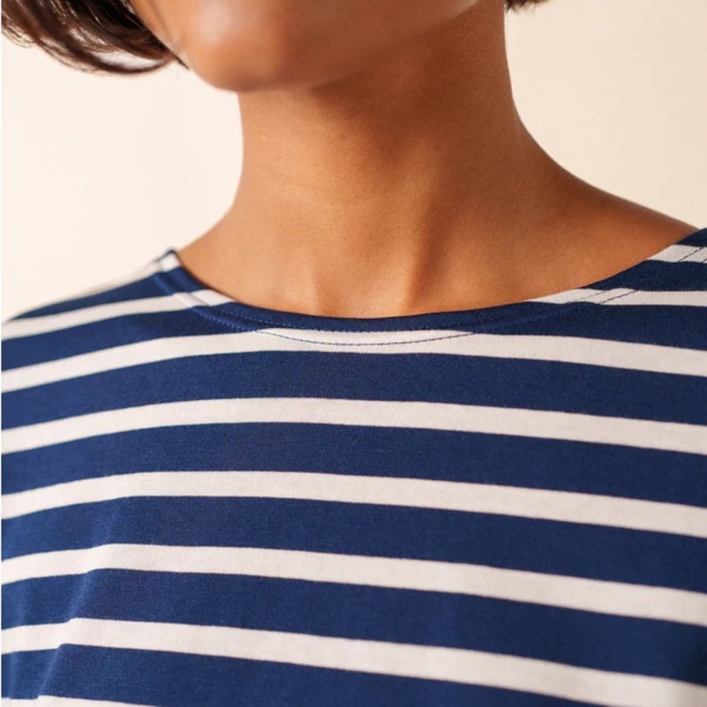 Saint James Classic Navy and White Striped Long Sleeve Tee - Picture 11 of 15